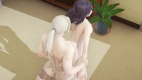 hentai uncensored - futanari fucks shoko in library - japanese asian manga anime game porn