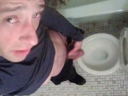 Morning Pre-Cum Leaking in Bathroom