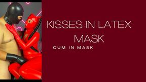 Passionate kisses with a latex mask