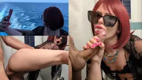 Wife gets fucked in public toilet on a boat