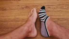 Man socks barefoot