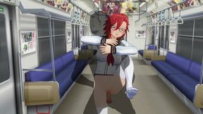 3D HENTAI College girl can't stop fucking big cock on the train
