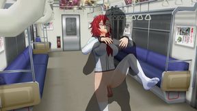 3D HENTAI College girl can't stop fucking big cock on the train