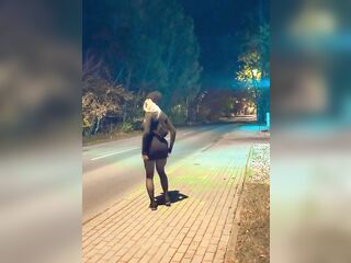 A transvestite disrobes and masturbates in public