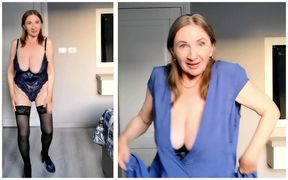 Mature Curves in Motion: a Seductive Strip Dance in Lingerie, Stockings &amp; Heels