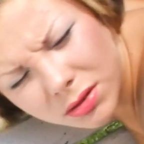 Sexy Young Slut Gets Her Pussy Smashed by a Big Hard Cock on the Bench Outdoors