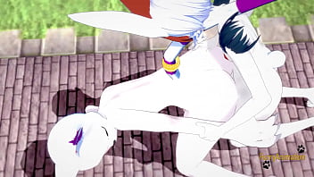 Digimon Pokemon Furry Yaoi Yiff 3D - Cinderace x Gatomon blowjob and fucked with creampie in his ass - Japanese anime manga