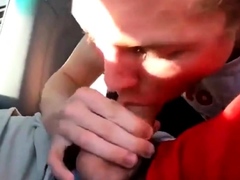 young twink sucks dick in car and swallows