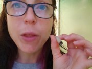 Nerdy Milf Pissing into A Wad of TP Before bed