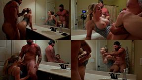 Sneaky Bathroom Fuck with Cum Covered Tits
