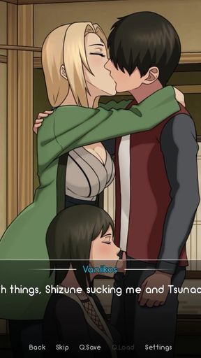 Naruto: Kunoichi Trainer - Big Ass MILFs Shizune and Tsuande Have a Threesome. Hot Blowjob and Doggy Style Pussy Creampies