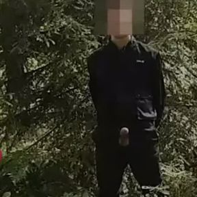 Security Guard masturbate in woods