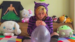 Emo girl in stockings spits a lot into a soap balloon and makes a loud B2P