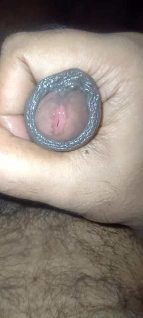 wet head cock jerking and play with bush and balls and foreskin