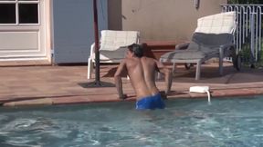 Exclusive video Bareback: Poolside fuck with two sexy gays eager to cum