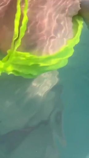 Artemisia Love Swimming in the Pool Flashing Her Big Juicy Boobs and Smoking a Cigarette