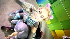 Heavily tattooed trans Lily Lu gets anal fisted