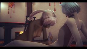 Furry Hentai - Rabbit Girl and Girl Having Sex with Two Cats Boys - Japanese Asian Manga Anime Film Game Porn