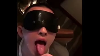 asian twink blind folded waiting for cum from his mate jerking &amp_ swallowing (43&#039_&#039_)