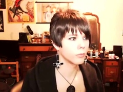 Short-Haired Crossdresser Cutie on Webcam