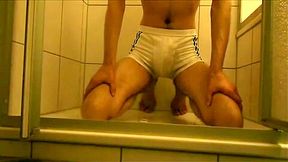 Piss and Jerk under the Shower in Whities