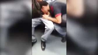 Amateur guy gives deepthroat blowjob on public transport
