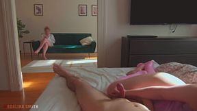 My BF can't Hold Cumming In My Pussy After Edging Him For Hours, My StepMom Watching Us