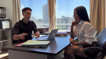 My slutty secretary seduces me and fucks me to avoid working