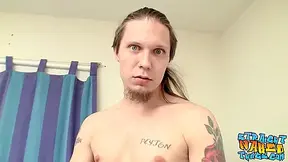 Inked Twink Max Ward Loves Stroking His Fat Boner Solo