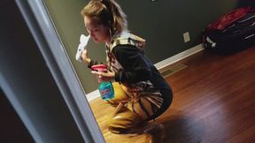 Jane Domino the Cleaning Lady Tiger Onesie & Thigh High Boots