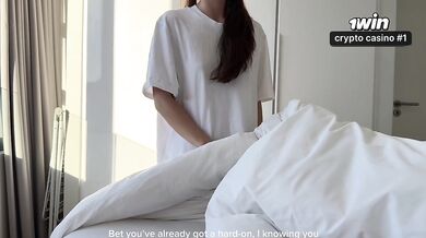 Stepsister shares a hotel bed and her perfect ass gets fucked hard