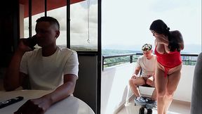 Submissive wife fucks her cuckold husband’s coworker - Andreabusty