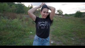 Black Lynn Ties Her Long Black Hair Into a Ponytail to Show Me How She Sucks Cock