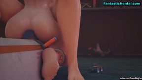 Bridgitte Inserts Tracer Into Machine for Steamy Anime Action