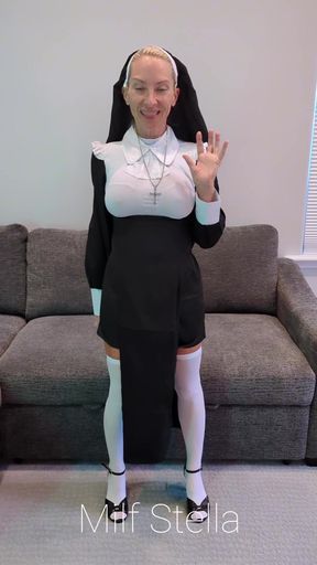 Sister Stella Tries On Her Nun Habit And Cosplay Costume