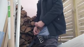 Jerking off in My Neighbours Wood Storage Place