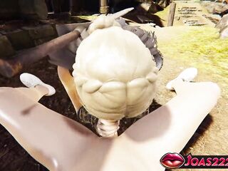 Viking Manga Beauty – POV Sitting Tugjob, Sloppy Blow job & Throat Jizz flow In CG Comics Animation