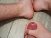 I sorta cum on my feet kinda almost