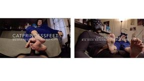 Cumshower pov2 pt1+2 combo, Personal trainer and librarian with glasses in cute bear onesie, sexy green toes, footjob toejob, full figure pov