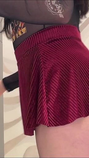 Hot Sexy Big Ass Brunette College Girl in Mini Skirt Takes Her Underwear off to Flash Her Meaty Tight Pussy