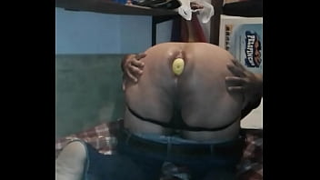 Thong  and Apple in ass
