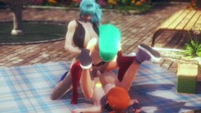 Bulchi fucks bra and panties with tight milf in dragon ballz hentai 3some