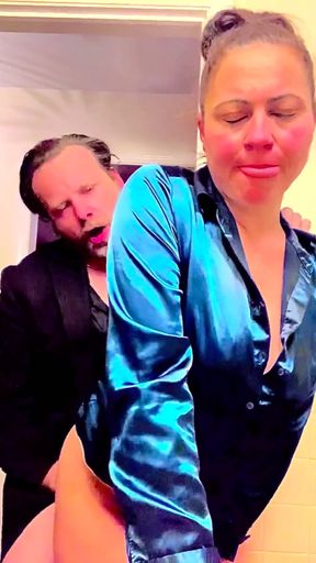 Italian Milf in green Italian silk blouse suck & fuck
