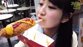 Petite Asian slut shows off big oppai and wet pussy