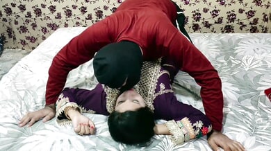 Voluptuous Indian bride shares passionate first-night romance with masked lover
