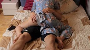 Stepmom aids stepson in quick release during explicit encounter