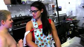 kitchen sink quickie - brunettes can t wait to get upstairs