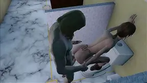 Skinny Teen Brunette Masturbates & Fucks Doggy Style in Fallout 4 Toilet Scene