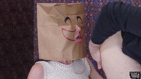 Bag headed submissive teen sucking