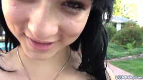 Watch Little Bailey, the petite amateur, get kinky with a hard cock